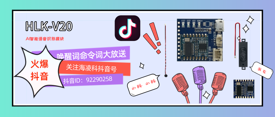 火爆抖音HLK-V20 語(yǔ)音模塊智能家居新風(fēng)口